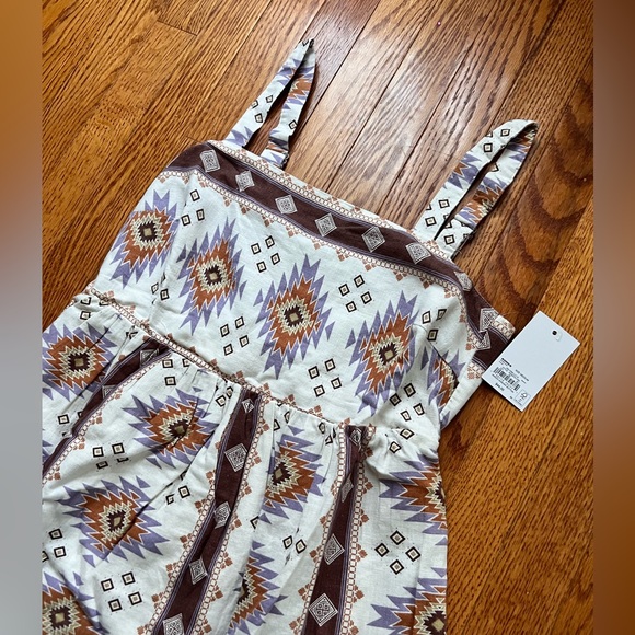 NWT Linen Dress with a spiced orange, lavender and maroon pattern Size M - Picture 2 of 4